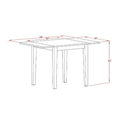 5-Piece Black and Cherry Finish Solid Wood Top - Rectangular Dining Room Set (Seats- 4)