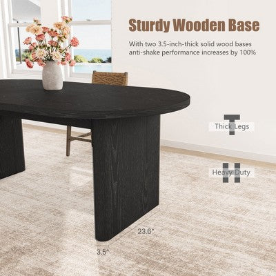 70.8 Inch Oval Dining Table with Upholstered Dining Chairs, Kitchen Table with Thick Sturdy Wooden Base, High Back Dining Chair with Solid Wood Legs