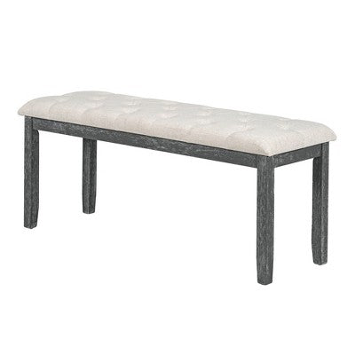 6 PCS Retro Dining Table Set, Rectangular Table with Unique Legs and Upholstered Chairs-ModernLuxe