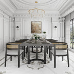 Christopher Knight Home Lythor 7 Piece Cane and Rubberwood Upholstered Dining Set