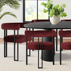 Expandable Round to Oval Dining Table Set with 8 Velvet Chairs, 3-in-1 Pedestal Dining Set, Seats 4 to 8, Modern Dining Room Set-Panipeachy