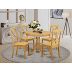 HomeStock Modern 5 Piece Round Dining Table Set Oak Finish