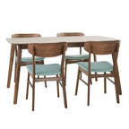 GDFStudio Balfern 5 Pieces Mid Century Modern Upholstered Wood Dining Set