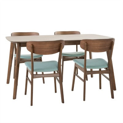 GDFStudio Balfern 5 Pieces Mid Century Modern Upholstered Wood Dining Set
