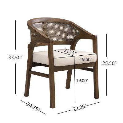 Christopher Knight Home Keira 7 Piece Modern Rattan and Rubberwood Upholstered Dining Set