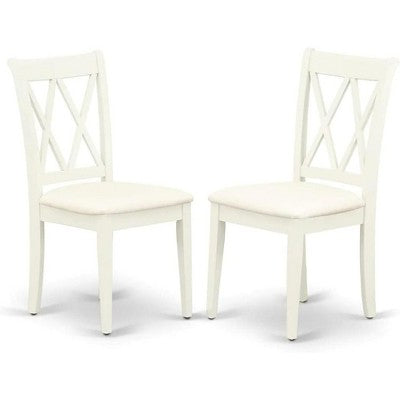 HomeStock 7 Piece Linen White Dining Room Table Set Oval Table with 6 Chairs