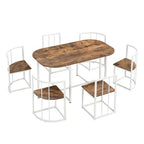 Modern Marble Dining Table Set for 6 with Metal Frame, Rectangular Marble Sticker Table and 6 Chairs for Dining Room Kitchen