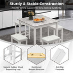 Costway 5 PCS Bar Table Set Square Dining Table & 4 PVC Leather Upholstered Bar Stools Brown/White