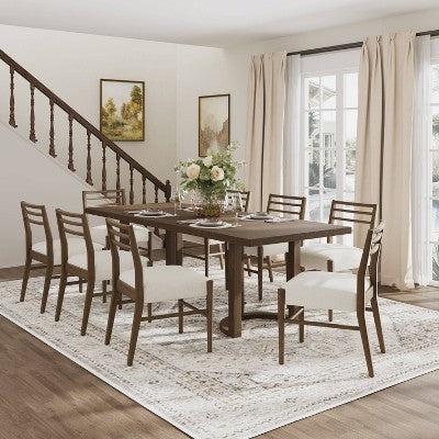 Christopher Knight Home Candice Modern 9 Piece Rubberwood Upholstered Dining Set
