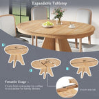 5 Piece Extendable Dining Table Set Dining Set for 4, Vintage Round Kitchen Table Set with 4 Upholstered Dining Chairs - ModernLuxe