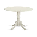 HomeStock Round Dining Table Set Linen White Parson Chairs Modern