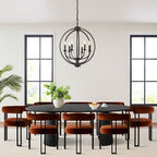 Expandable Round to Oval Dining Table Set with 8 Velvet Chairs, 3-in-1 Pedestal Dining Set, Seats 4 to 8, Modern Dining Room Set-Panipeachy