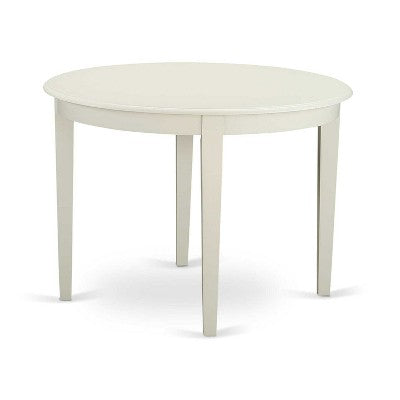 HomeStock 3-Pc Linen White Finish Round Solid Wood Top Dining Table Set