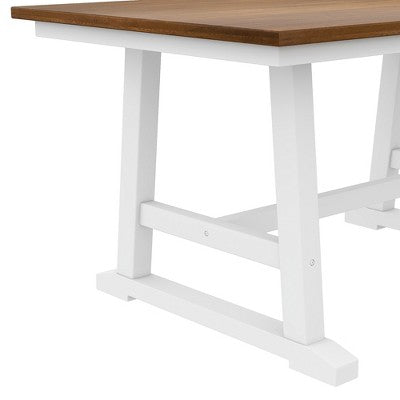 Farmhouse 6-Piece Wood Dining Table Set with Long Bench and 4 Dining Chairs-ModernLuxe