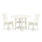 HomeStock 3-Piece Linen White Finish Solid Wood Top Dining Table Set