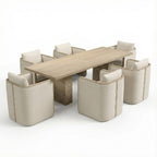 Christopher Knight Home Yao Modern 7 Piece Dining Set with Rectangular Table and 6 Rubberwood Upholstered Chairs