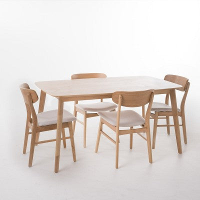 GDFStudio Balfern 5 Pieces Mid Century Modern Upholstered Wood Dining Set