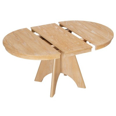 5 Piece Extendable Dining Table Set Dining Set for 4, Vintage Round Kitchen Table Set with 4 Upholstered Dining Chairs - ModernLuxe