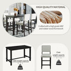 5-Piece Counter Height Dining Table Set Dining Set with Classic Dining Table and 4 Cushioned Dining Chairs, Natural Wood Wash/Espresso-ModernLuxe