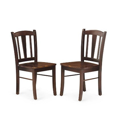 HomeStock 5-Piece Mahogany Finish Solid Wood Top Dining table with 4 Chairs with Drop Leaf Slat Back