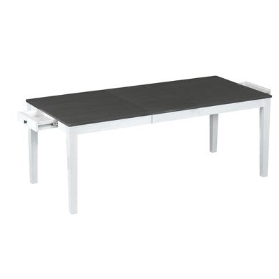 Rustic Extendable Dining Table Set for 6, 7 Pieces Rectangle Dining Table with 6 Upholstered Chairs, Kitchen Table Set with 2 Drawers