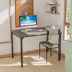 Costway 4pcs Dining Table Set Rustic Desk 2 Chairs & Bench w/ Storage Rack