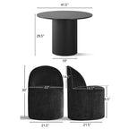 5-Piece Dining Table Set for 4, Modern Barrel Chair with Wheels and Chenille Upholstery, Black Round Pedestal Table-Panipeachy