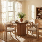 Christopher Knight Home Shankar Modern 5 Piece Round Dining Table Set with Rubberwood Upholstered Chairs