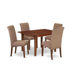 HomeStock 5-Pc Mahogany Finish Solid Wood Top - Dining Room Set - Seats 4