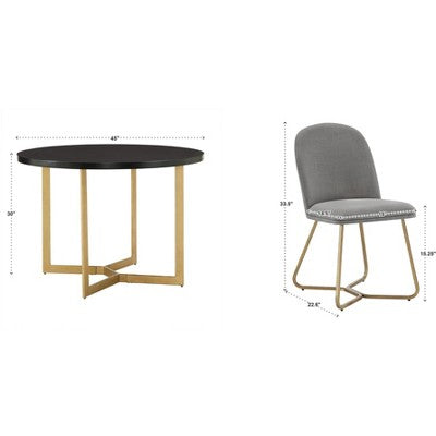 Karianne 4-Person Gold Metal Base Dining Set - iNSPIRE Q