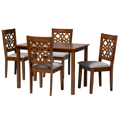 Baxton Studio Abigail Modern Fabric Wood Dining Set