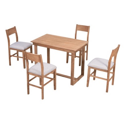 5-Piece Farmhouse Counter Height Dining Table Set with 1 Rectangular Dining Table and 4 Dining Chairs for Small Places - ModernLuxe