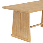 ModernLuxe 6-Piece Rustic Farmhouse Dining Set, Oak Veneer Dining Table with Trapezoid Legs, 4 Linen Upholstered Chairs+1 Bench