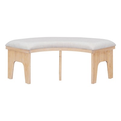 GDFStudio Agnes 5 Piece Rustic Round Dining Set with Upholstered Chairs and Curved Bench