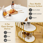 Costway 3 Piece Dining Table Set w/ 2 Stools 2-tier Storage Shelf Upholstered Seat