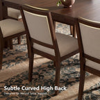 Modern Dining Set - 80 Table + 6 Cushioned Chairs, Solid Wood Frame, 400lbs Table Capacity, Easy Assembly