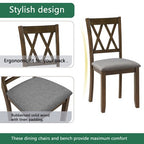 GDFStudio Andrea Modern Wood and Fabric 5 Piece Dining Set with Cross-Back