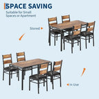 Dining Table Set for 4, Wood Kitchen Table with 4 Upholstered Chairs, Kitchen Table Chairs Set of 4 w/Collision Angle for Small Space, Kitchen Room