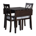 3 Piece Expandable Dining Set with 2 Upholstered Chairs, Wood Dining Table with Drop Leaf for Small Place