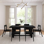 Plank+Beam 72 Classic Solid Wood Dining Table Set, Walnut Wirebrush, + 6 Chairs