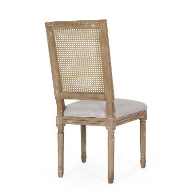 Christopher Knight Home Regan 7 Piece French Country Fabric Upholstered Wood and Cane Expandable Dining Set