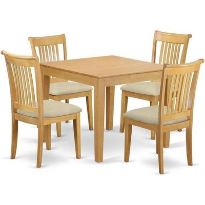 HomeStock 5 Piece Dinette Set Linen Fabric Chairs Kitchen Dining Set
