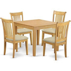 HomeStock 5 Piece Dinette Set Linen Fabric Chairs Kitchen Dining Set