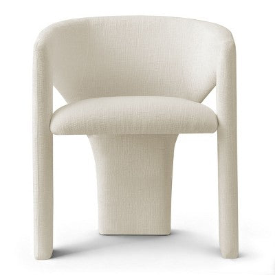 Round Dining Table Set with 2 Chenille Armchairs, Modern Pedestal Table and Upholstered Chairs with Full Back and Arms-Panipeachy