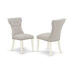 HomeStock 5 Piece Round Pedestal Dining Set Linen White Doeskin