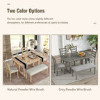 6 PCS Rubber Wood Dining Table Set with Beautiful Wood Grain Veneer Tabletop and Soft Cushion-ModernLuxe