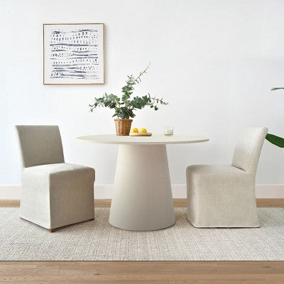 3-Piece Dining Room Table and Chair Set, 35 Round Table with Upholstered Slipcover Chairs for Breakfast Nook or Small Space-Panipeachy
