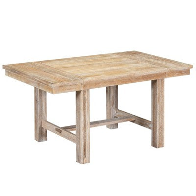 Farmhouse Extendable Dining Table Set for 6, Solid Wood Rectangular Kitchen Table Set with Removable Leaf, 4 Upholstered Chairs and Bench