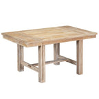 Farmhouse Extendable Dining Table Set for 6, Solid Wood Rectangular Kitchen Table Set with Removable Leaf, 4 Upholstered Chairs and Bench
