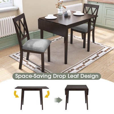 GDF Studio Avery 3 Piece Dining Set with Drop Leaf Dining Table and 2 Dining Upholstered Chairs